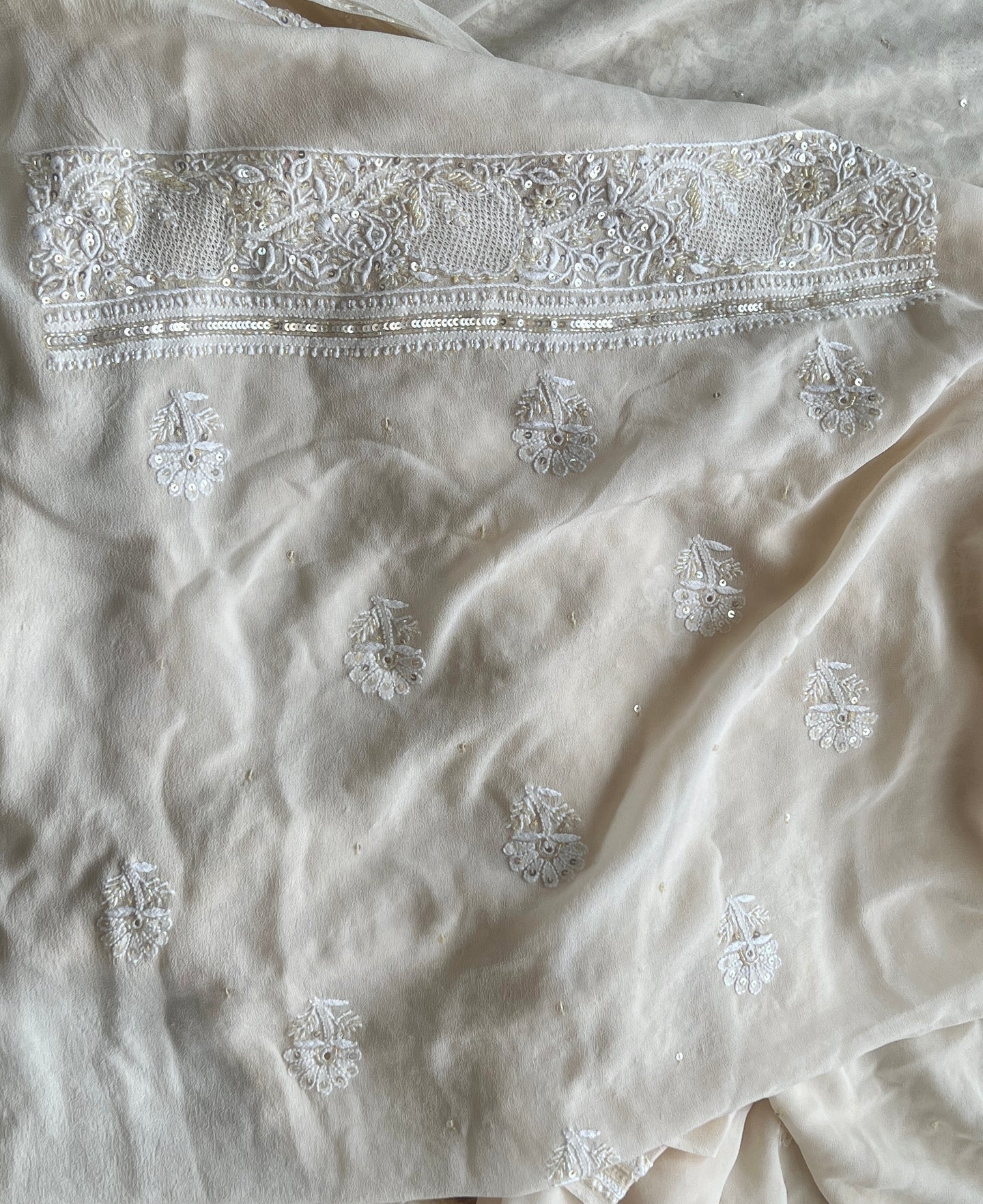 Suhaan Cream Chikankari pearl sequins kurta and dupatta